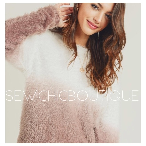 Red Bean Dip Dye Furry Soft Sweater - Picture 1 of 6